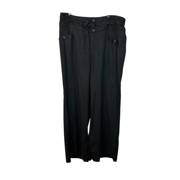 NWT Anthropologie Black Wide Leg Linen Belted Pants 14 - Picture 4 of 13